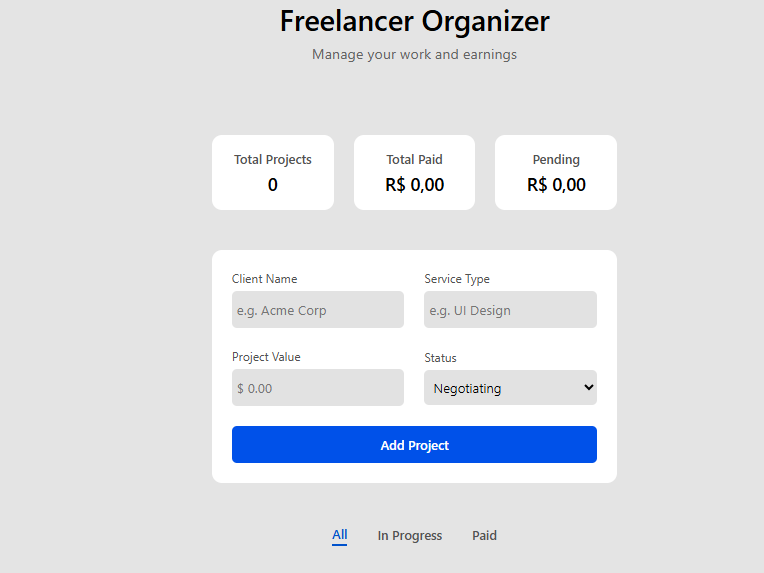 Projeto Freelancer Organizer